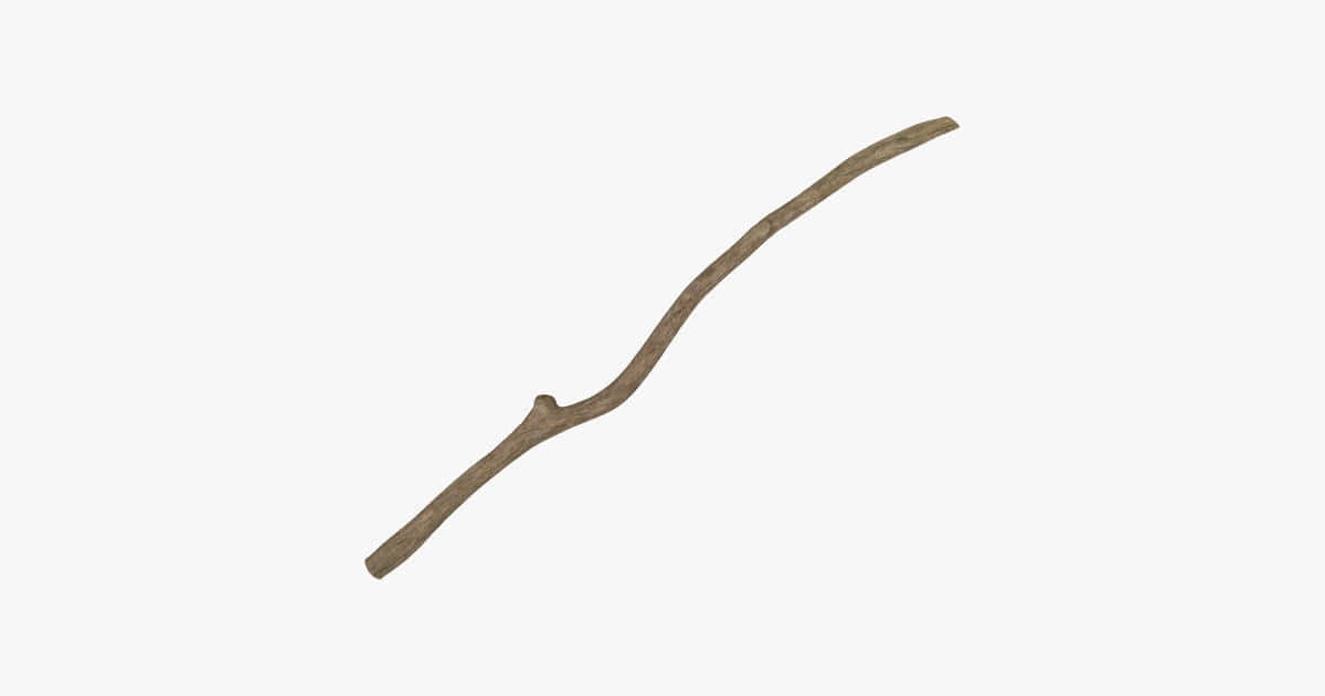 stick 桌布 壁紙 — 一根經風化的棕色小樹枝，帶有自然彎曲，靠在一塊純淺灰色背景上。