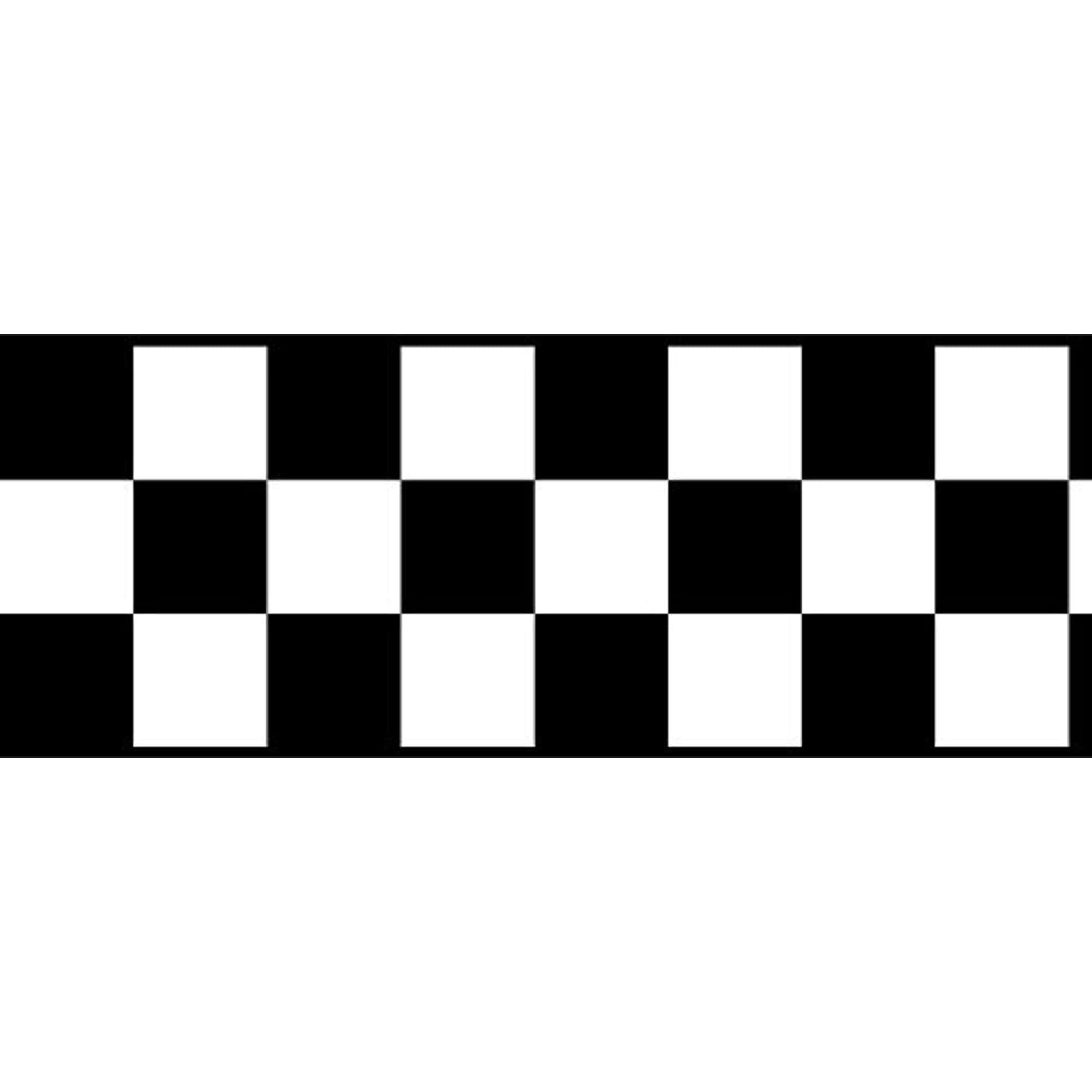 Checkered Flag 桌布 壁紙 — 一條大膽的黑白格仔圖案條紋，居中於純白色背景上。