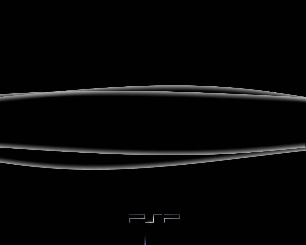 極簡抽象設計，黑色背景上帶有發光白色曲線和PSP標誌。 — PlayStation GIF 壁紙