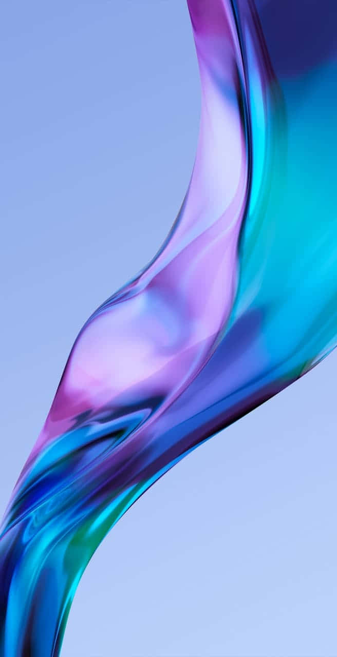 Xiaomi 桌布 壁紙 — 一條流動的彩虹色紫羅蘭和藍綠色液體絲帶，在柔和的薰衣草背景上優雅地彎曲。
