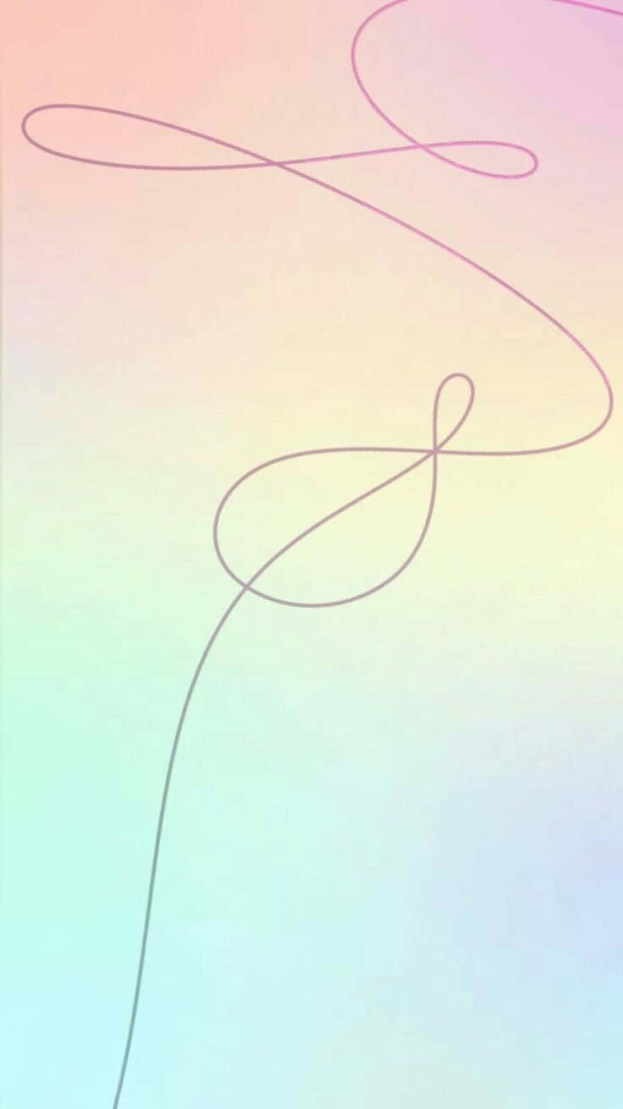 Bts Love Yourself 桌布 壁紙 — 一條精緻的紫色線條在柔和嘅粉彩漸變天空上形成抽象嘅無限符號。
