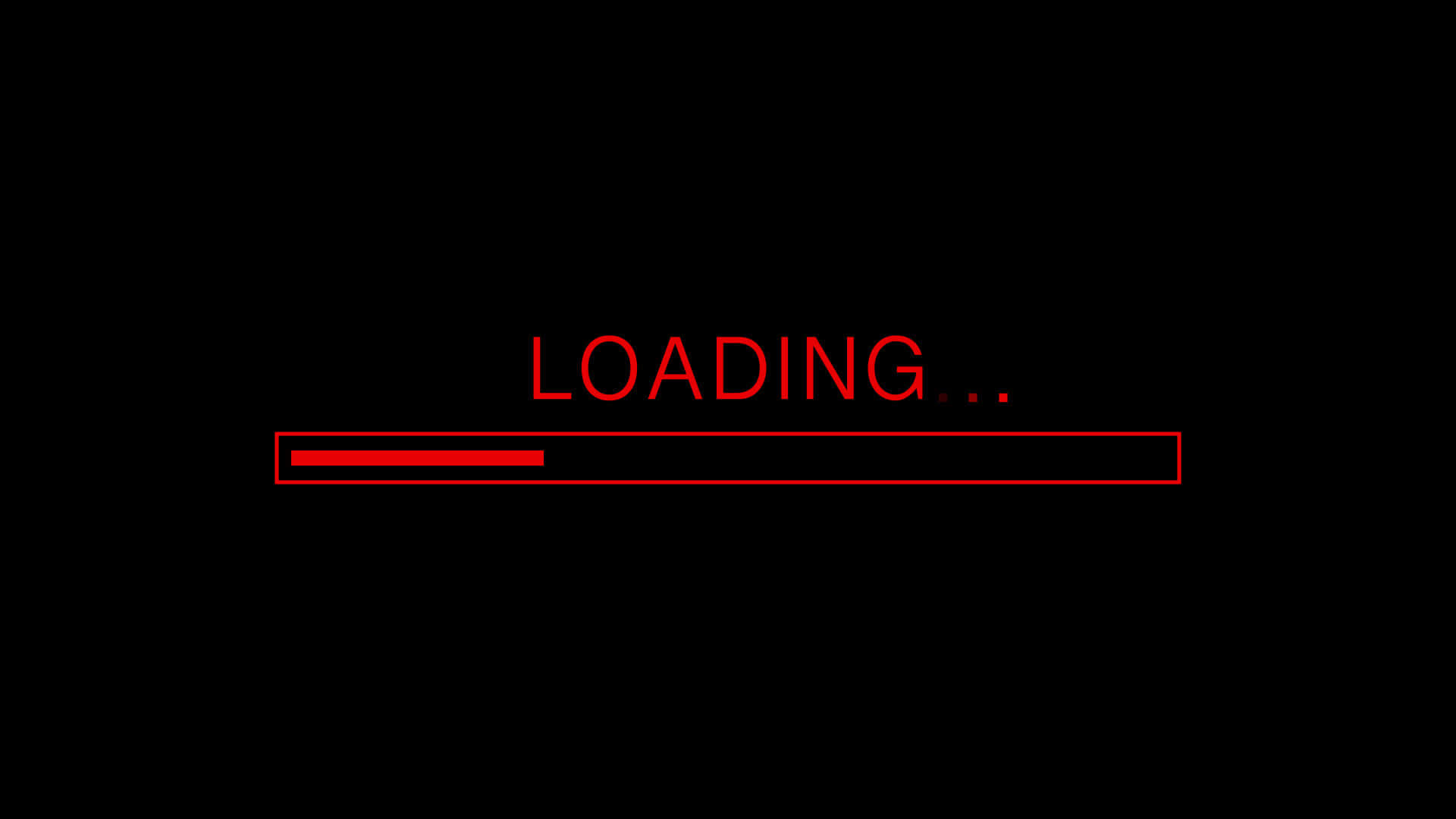 載入中 桌布 壁紙 — 一條紅色載入列帶有 'LOADING..' 文字在黑色背景上發光，表示系統正在處理。
