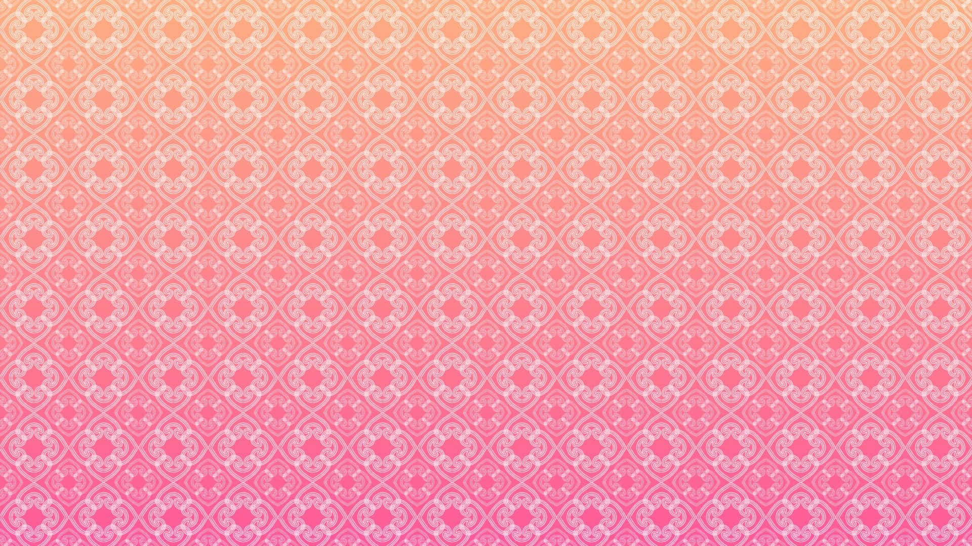 Pink Pattern 桌布 壁紙 — 一款柔和漸變壁紙，從蜜桃色過渡到粉紅色，帶有重複的華麗幾何圖案。