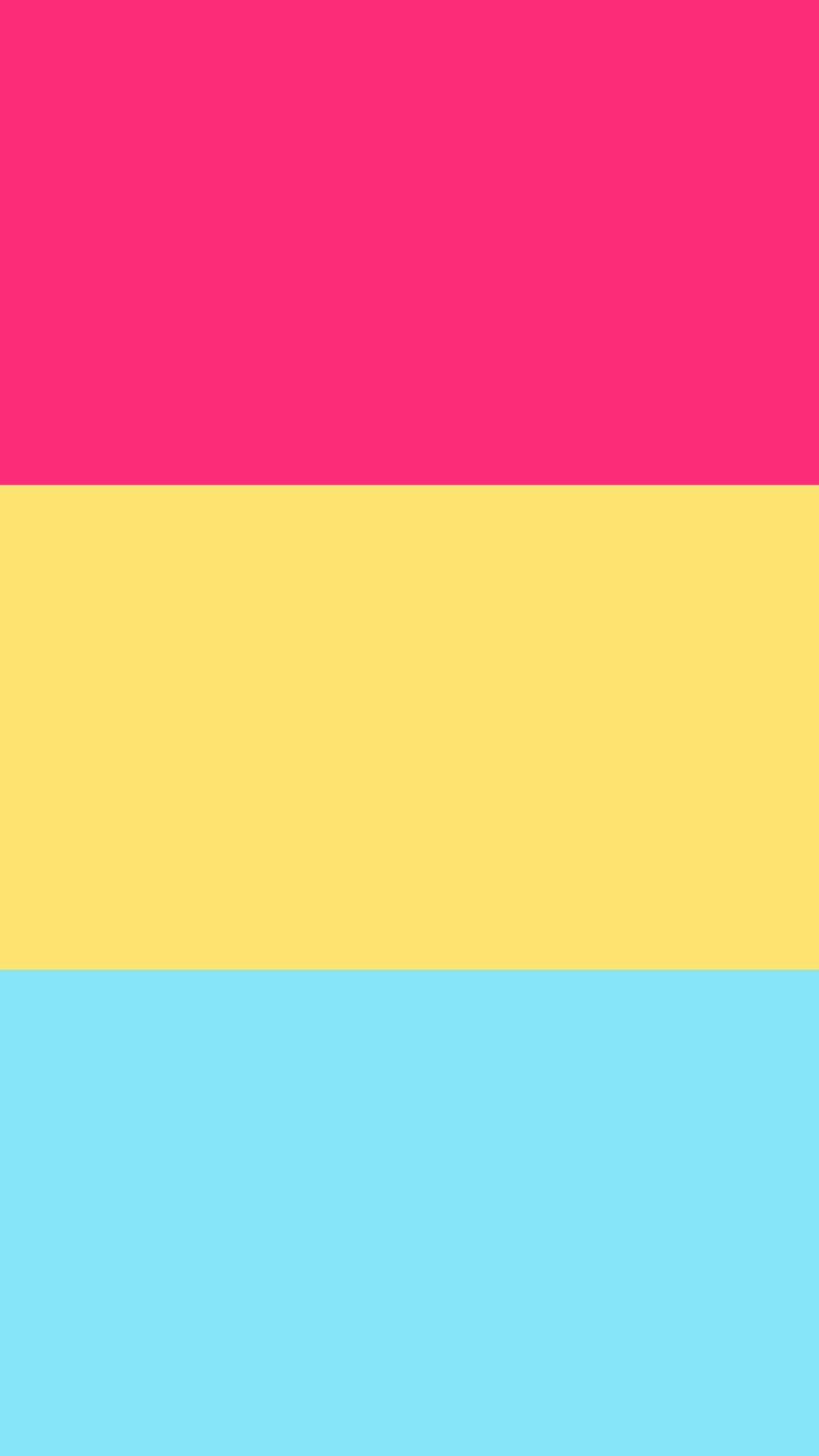 Pansexual 桌布 壁紙 — 一款極簡風格牆紙，帶有粉紅色、黃色和青色三條大膽的水平條紋。
