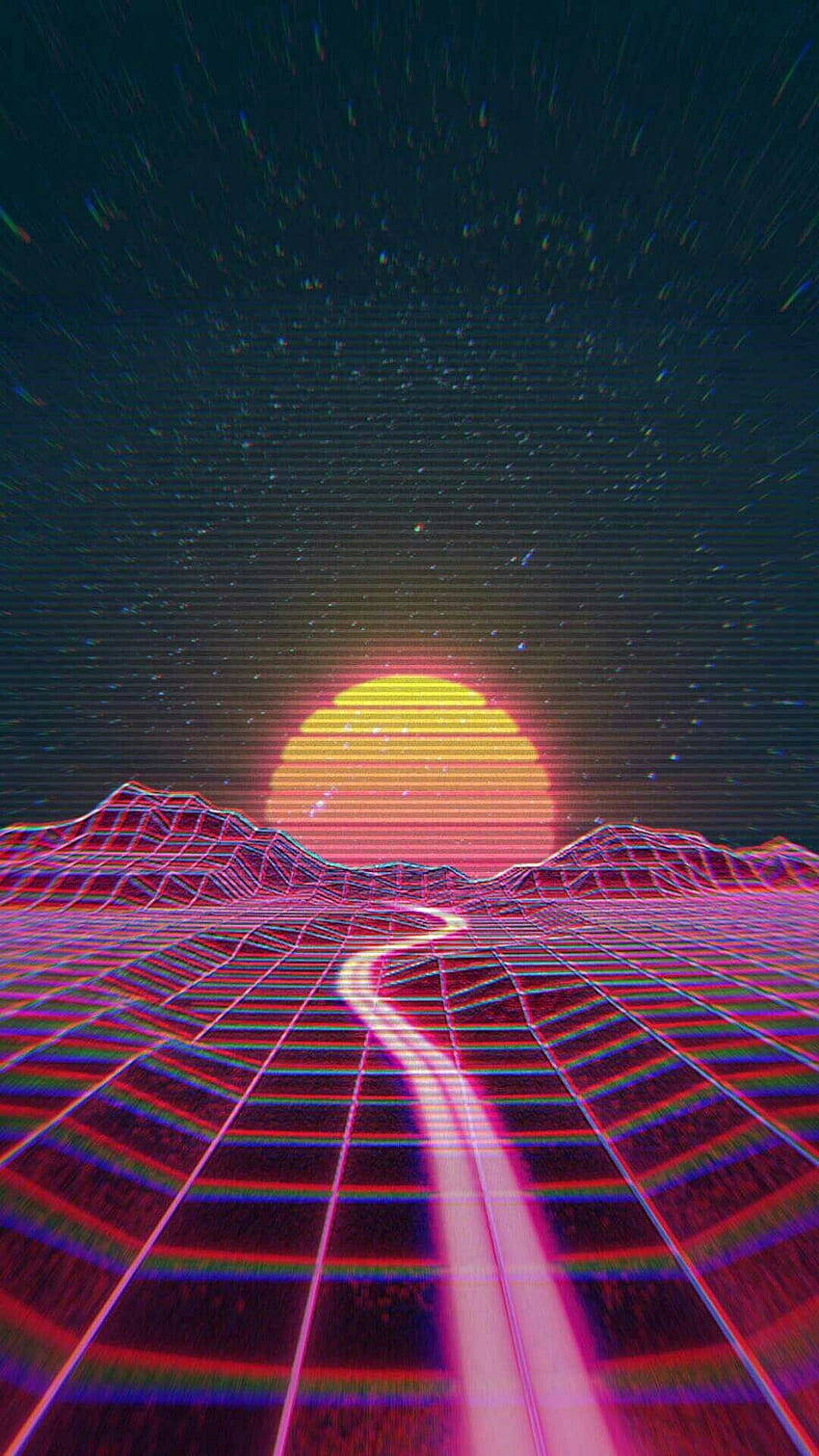 一片粉紅和紫色的日落風景 壁紙
