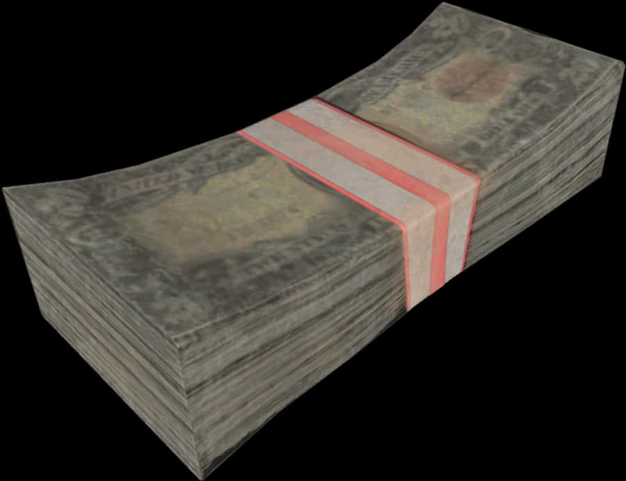 一疊現金3D渲染圖 壁紙