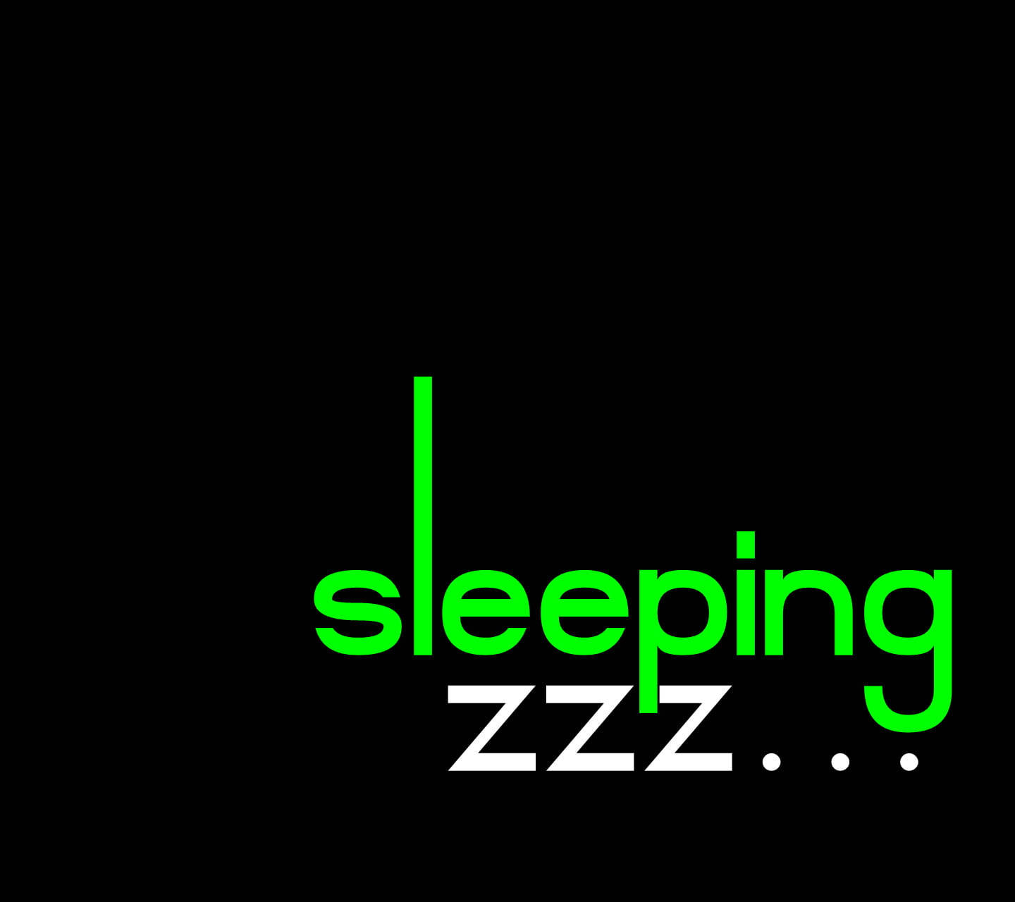 黑色背景上的綠色睡眠 zzz 文字
