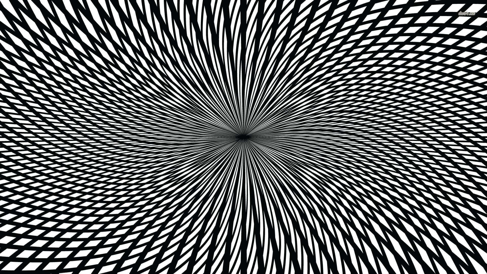 幻覺 桌布 壁紙 — 一種催眠的黑白視錯覺，放射線條向中心消失點匯聚。