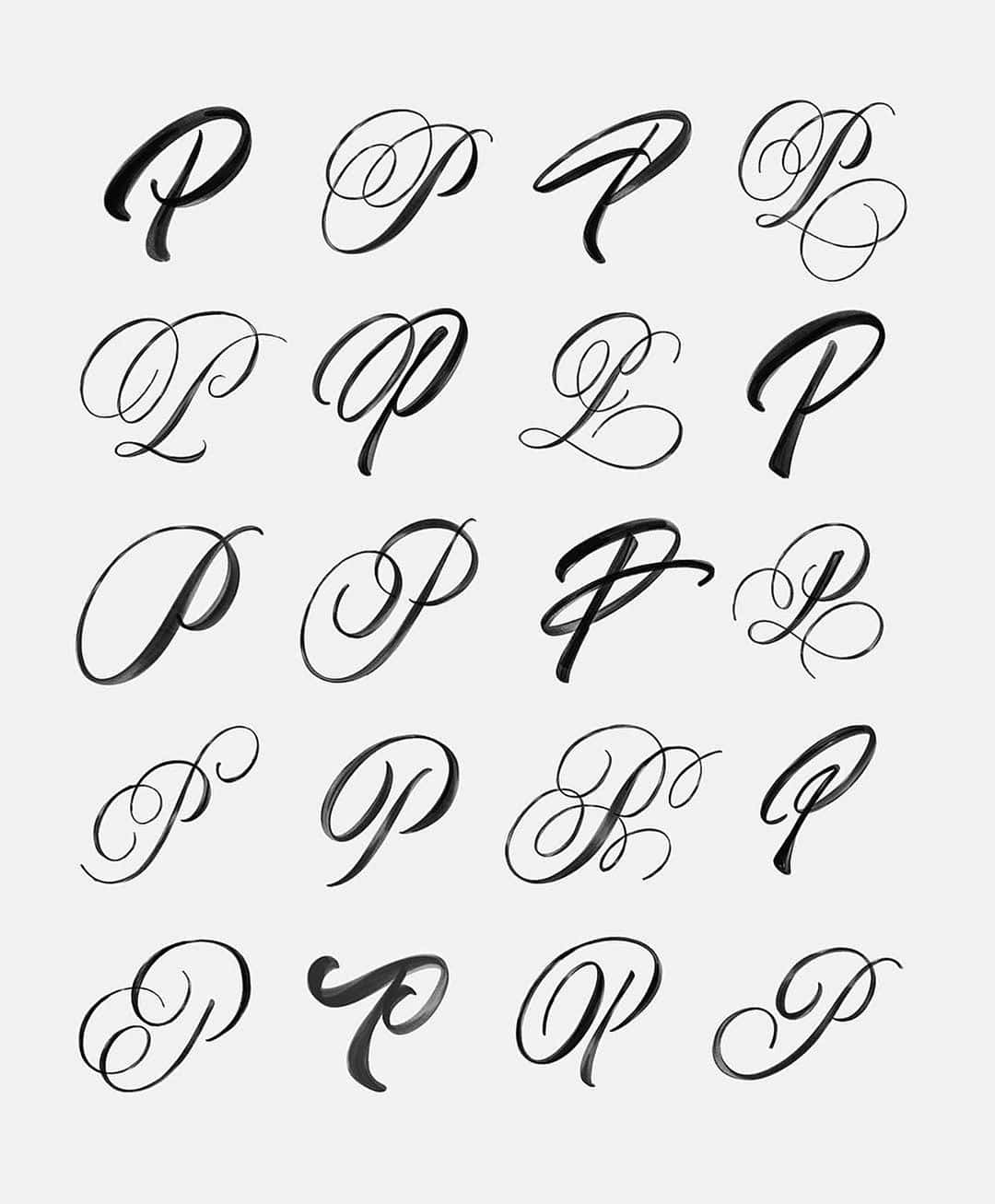 一組黑白書法字母 壁紙