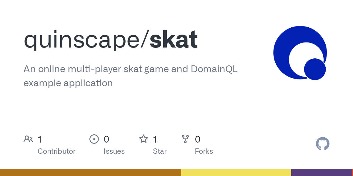 quinscape skat 的 GitHub 儲存庫頁面，帶有藍色標誌和統計數據。 — Video GIF 壁紙