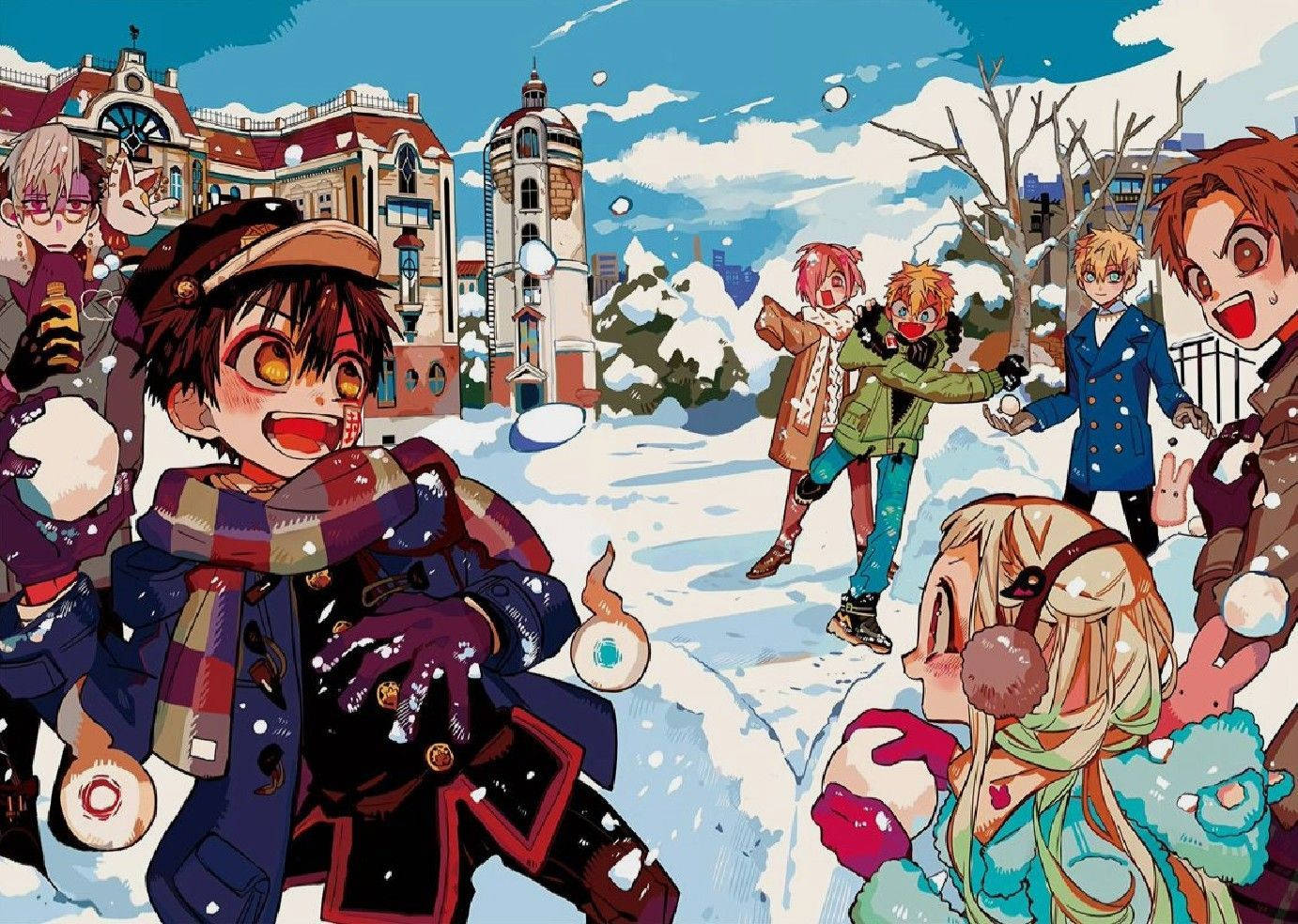 一群人在雪中玩耍 壁紙
