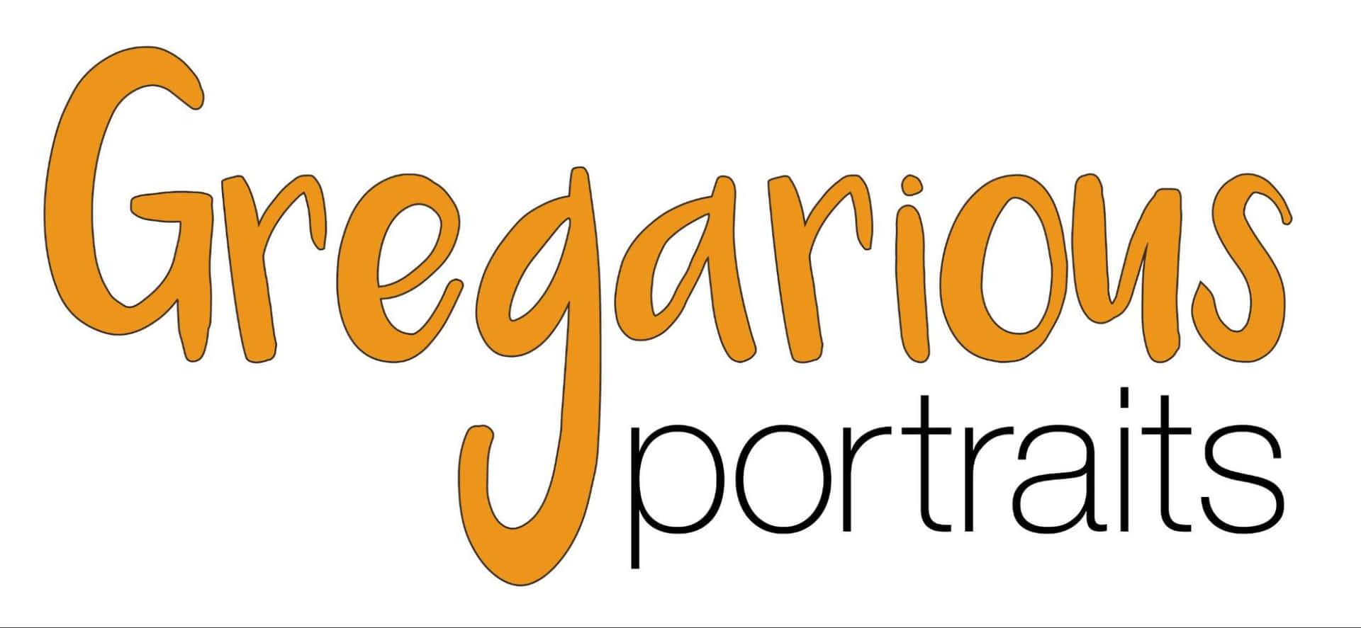 白色背景上橙色和黑色的 Gregarious portraits 標誌