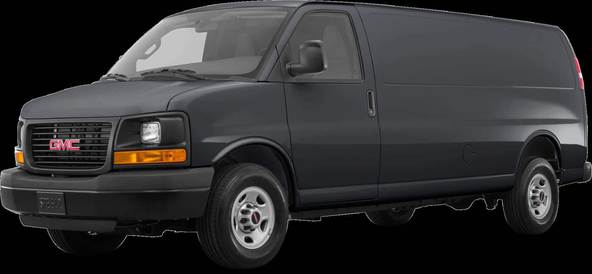 Gmc Savana 桌布 壁紙 — 一輛時尚的深灰色GMC貨車，在透明背景上以側面輪廓展示，配有乾淨的攝影棚燈光。