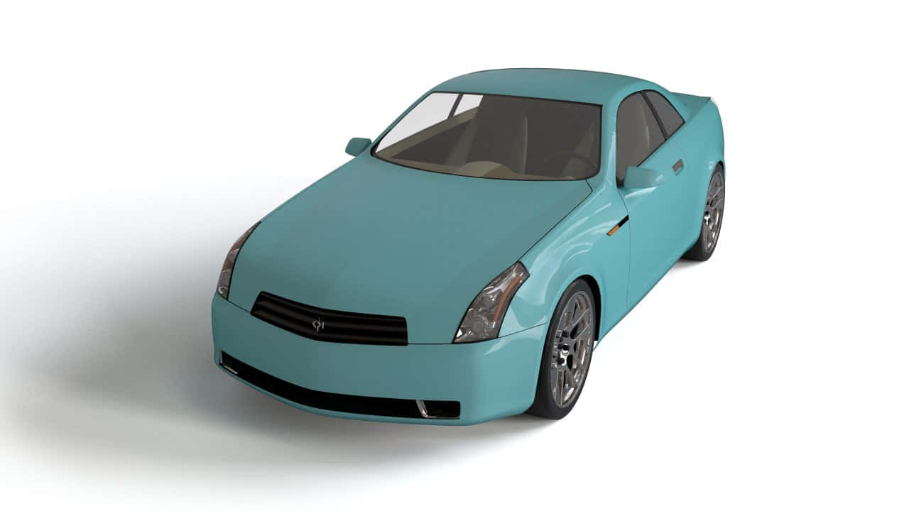 Car Model 桌布 壁紙 — 一輛時尚的藍綠色跑車配銀色輪圈，在潔淨的白色工作室背景中展示。