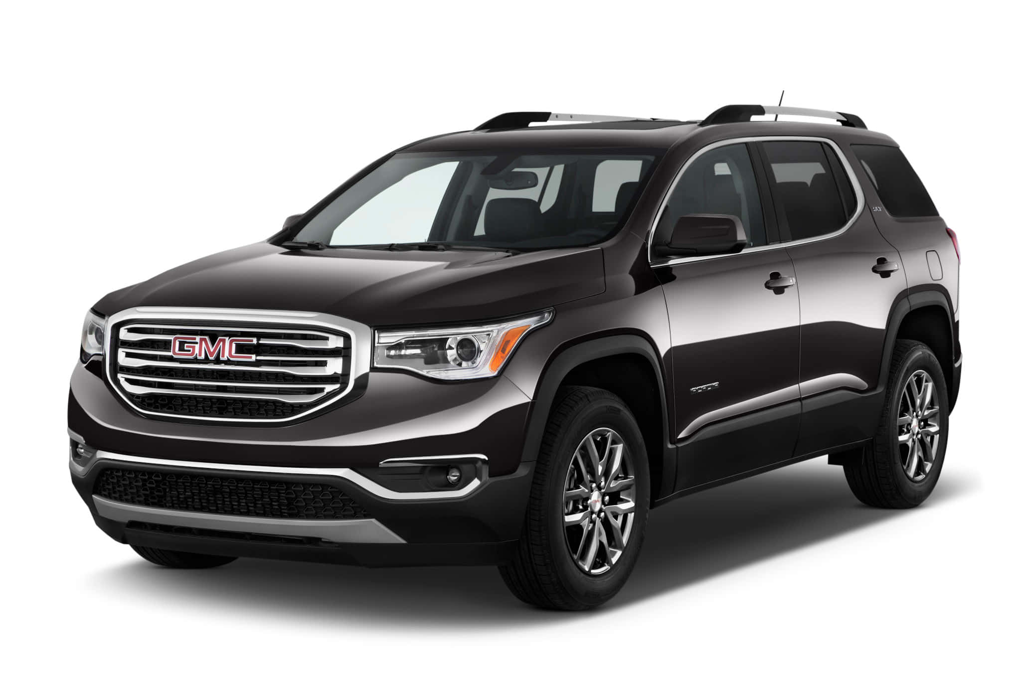 Gmc Acadia 桌布 壁紙 — 一輛時尚的黑色GMC Acadia SUV在工作室燈光下展示，帶有鍍鉻飾邊和合金輪圈。