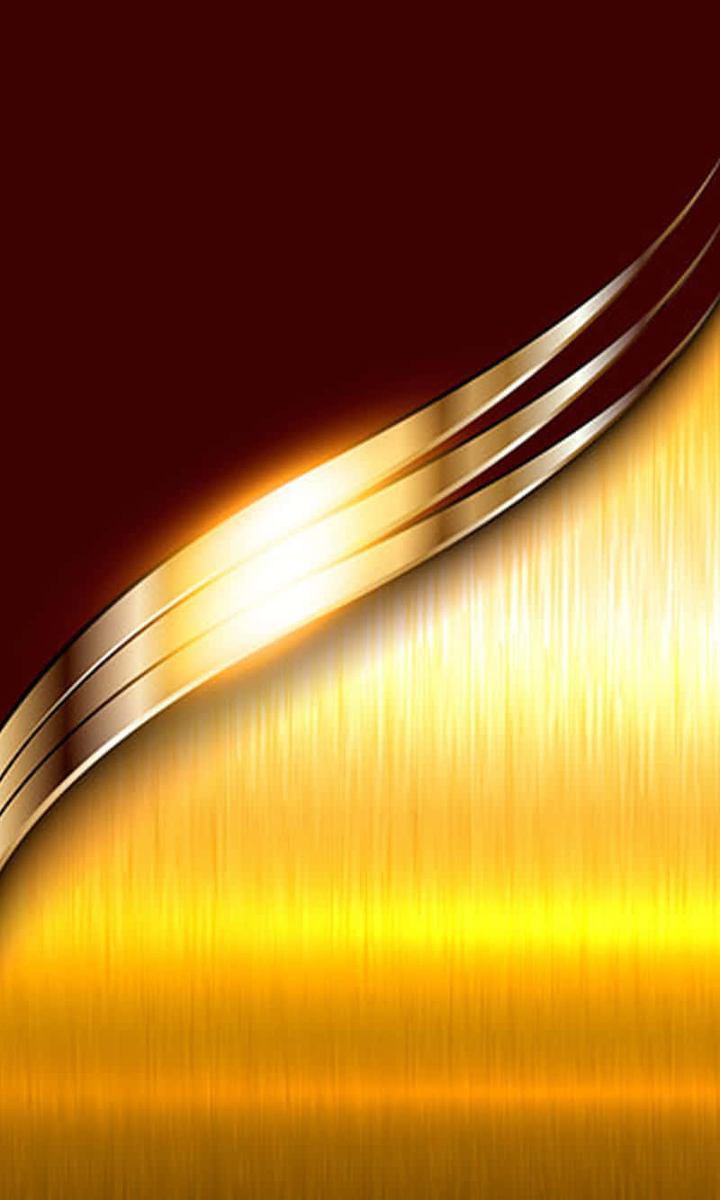 Red And Gold 桌布 壁紙 — 一道動態的金屬金色波浪在深紅色背景上彎曲，帶有刷紋質感和耀眼亮點。
