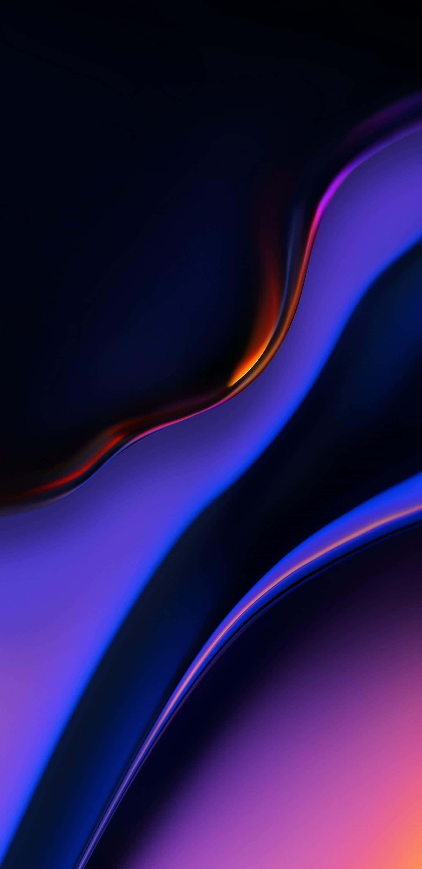 Contrast 桌布 壁紙 — 一道深藍、紫和橙色光的流動抽象波浪在黑暗背景上蜿蜒。