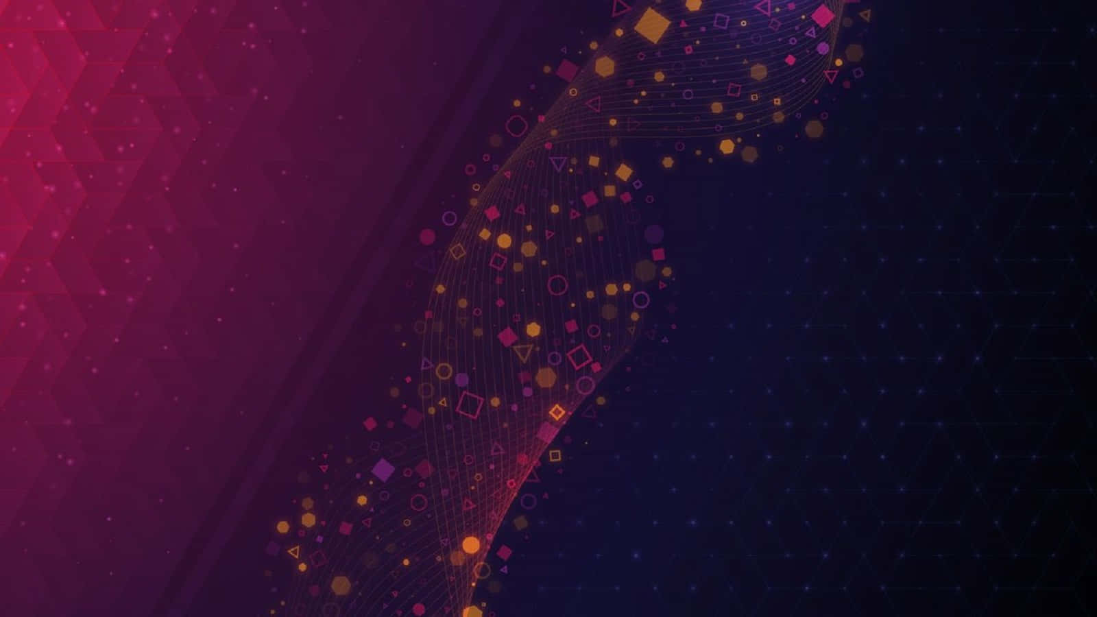 Plasma 桌布 壁紙 — 一道由發光幾何形狀組成的流動數碼波浪，在深洋紅色和深藍色的漸變中移動。