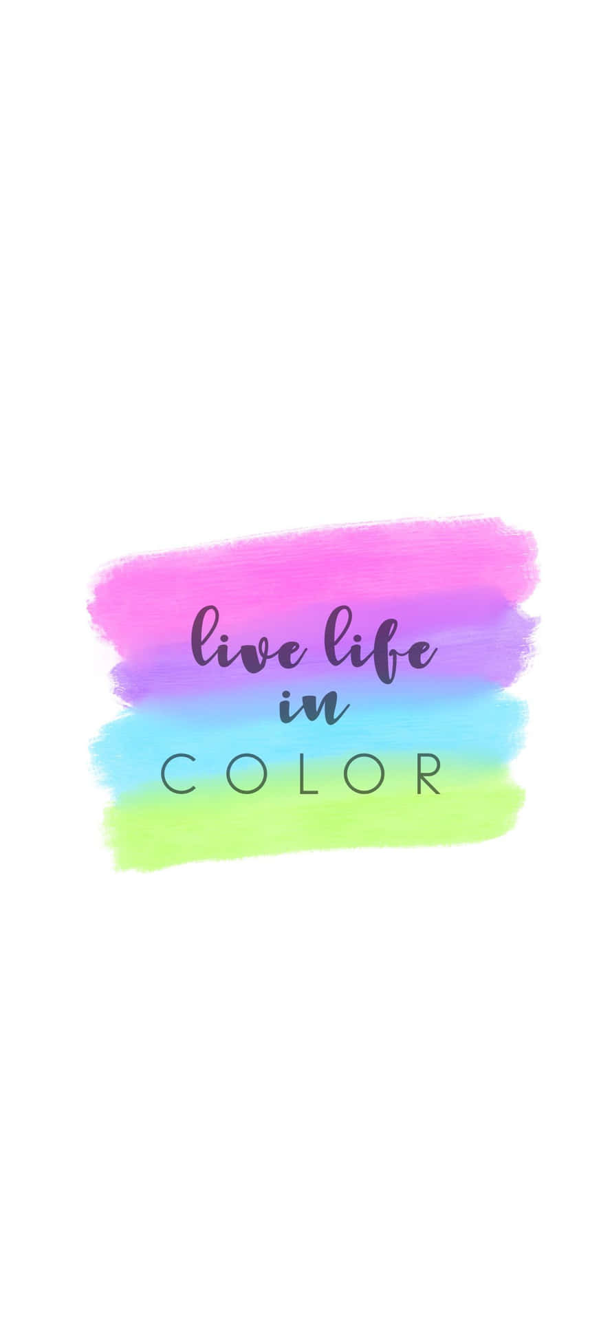 帶有文字 live life in color 的鮮豔水彩彩虹