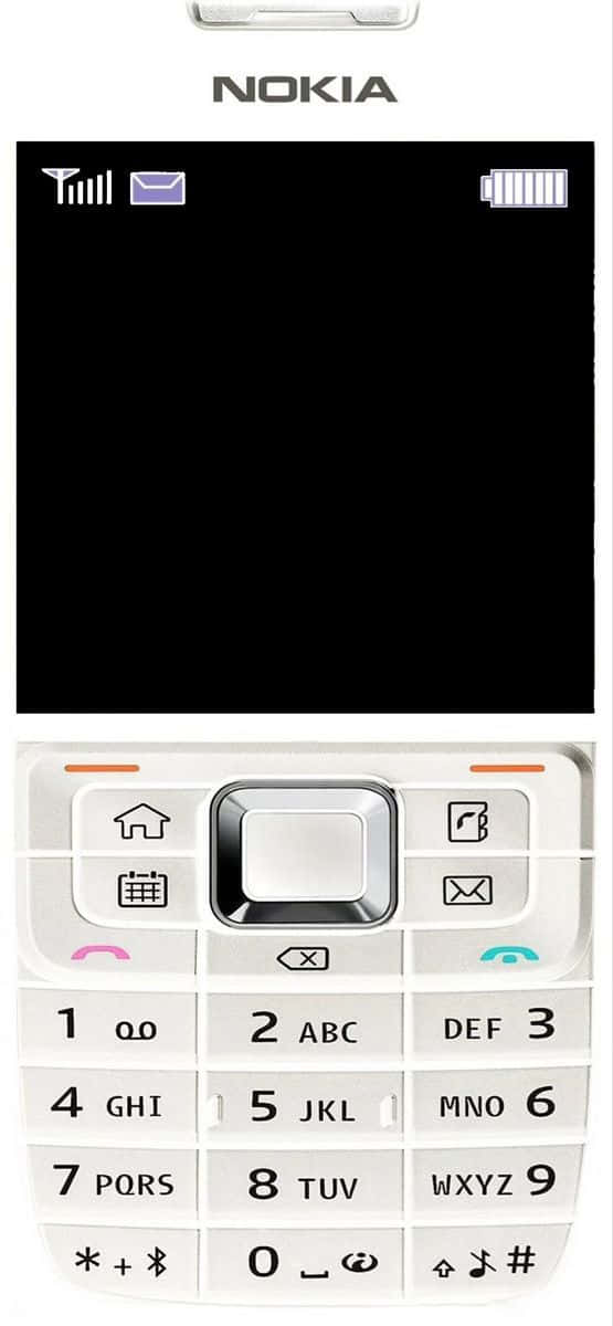 Nokia 桌布 壁紙 — 一部白色Nokia功能手機，黑色屏幕和實體鍵盤，顯示狀態圖標和數字按鈕。