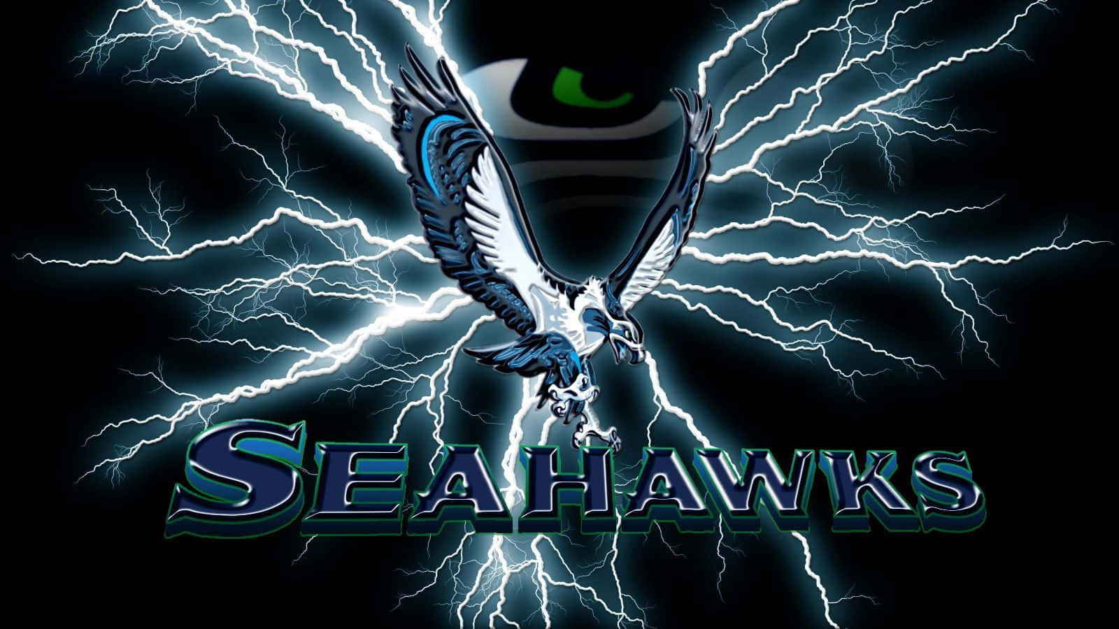 Seahawks標誌，獵鷹被閃電環繞。 — 海鷹隊 壁紙