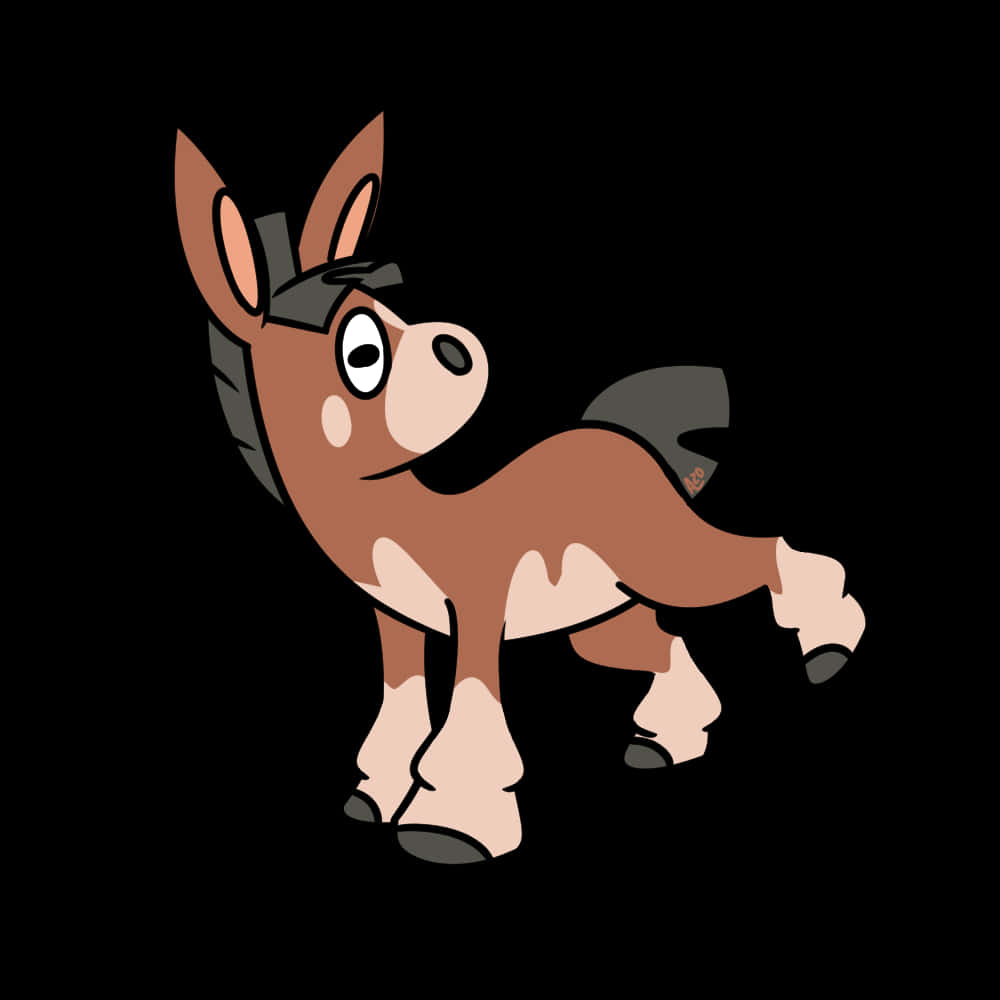 Mudbray #749 壁紙 — 一隻卡通驢子戴着黑色帽子和尾巴，站在純黑色背景前，有着大眼睛和俏皮的姿態。