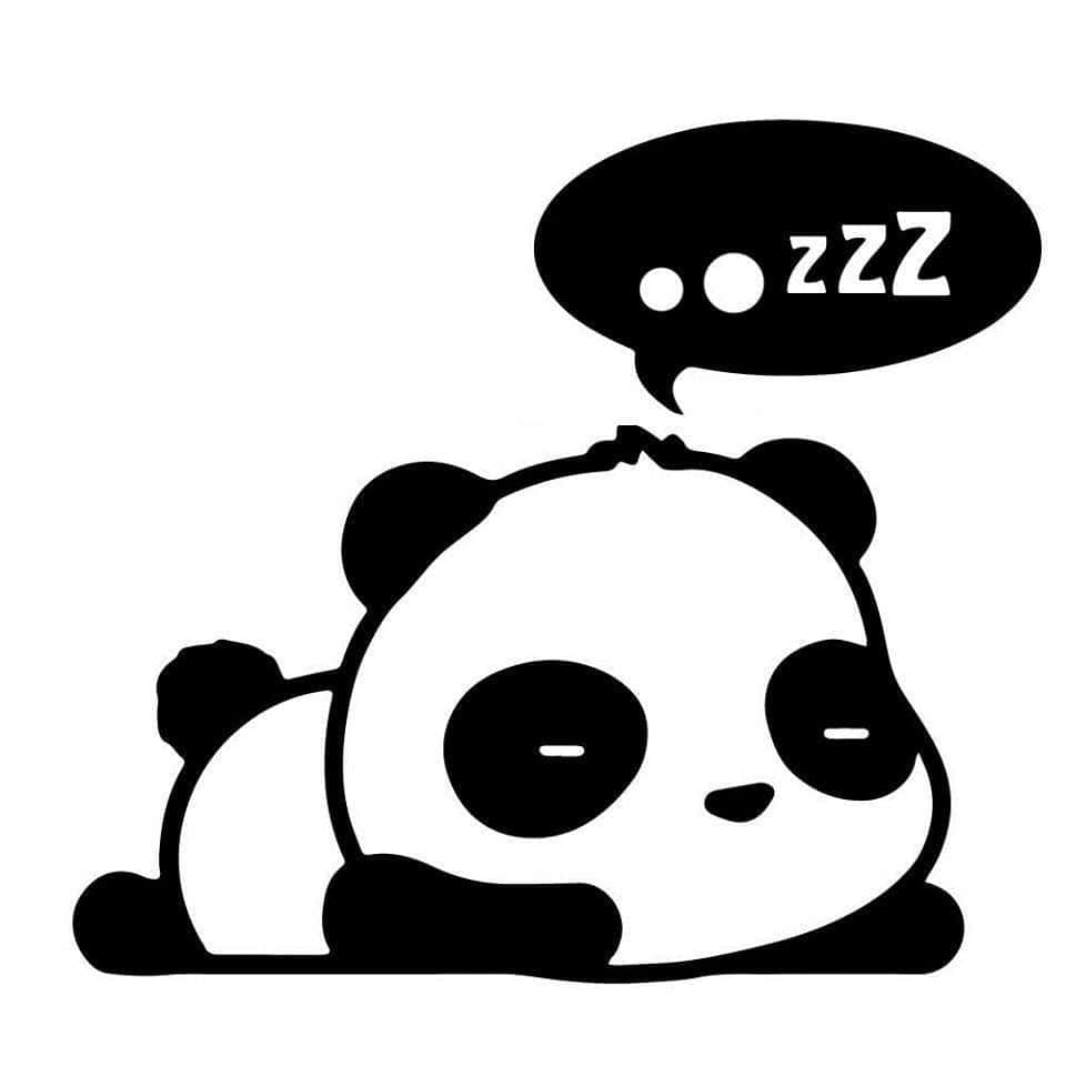Sleep 桌布 壁紙 — 一隻可愛的黑白卡通熊貓正在安詳地睡覺，頭頂上有一個顯示zzz的對話氣泡。