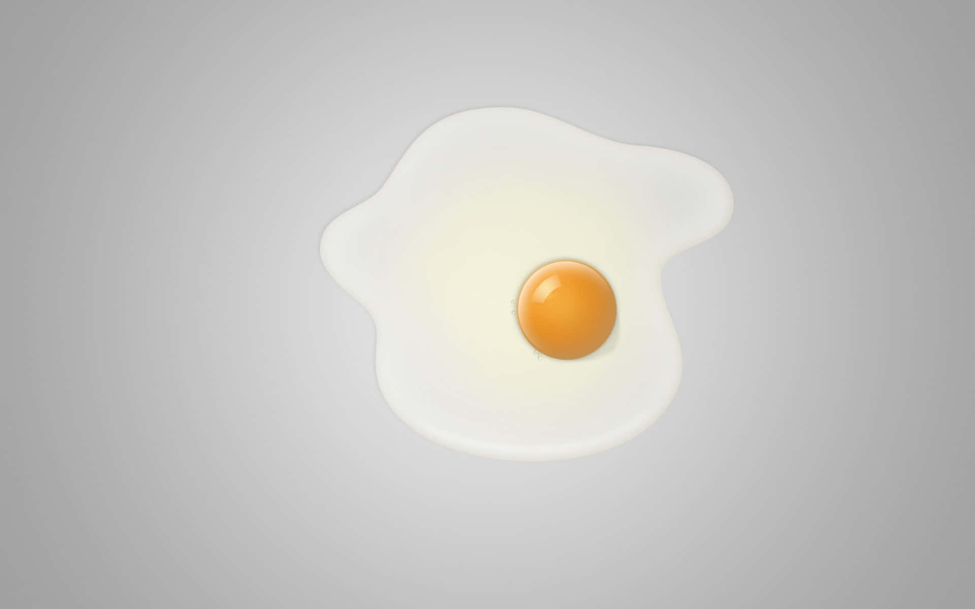 Egg White 桌布 壁紙 — 一隻完美煎蛋，亮橙色蛋黃位於柔軟蛋白中央，襯以中性灰色背景。