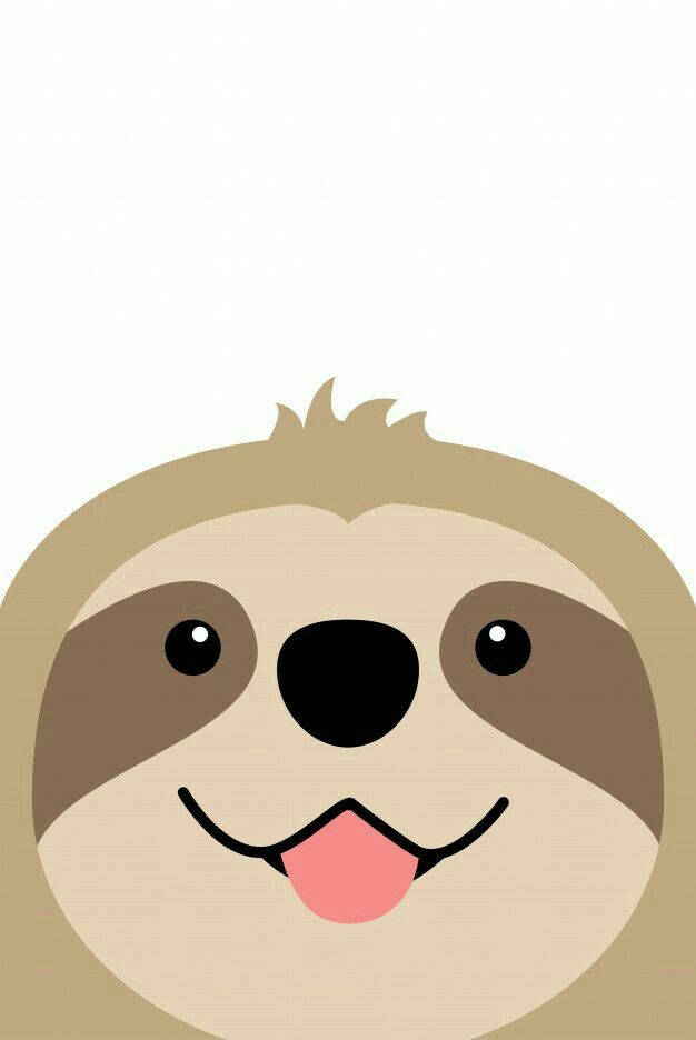 Baby Sloth Tongue Out 壁紙 — 一隻快樂的卡通樹懶在純白色背景上伸出粉紅色舌頭。