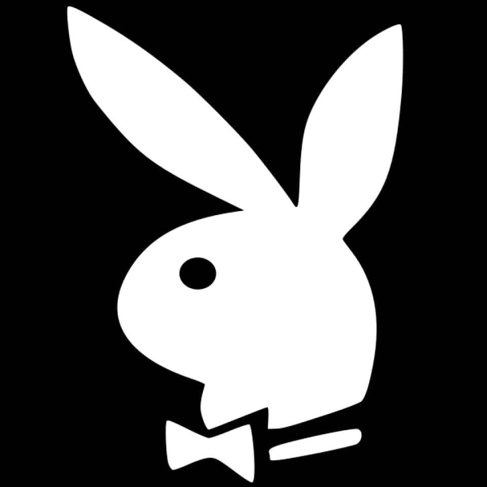 playboy 桌布 壁紙 — 一隻戴著蝴蝶結的兔子的鮮明白色剪影，背景為純黑色。
