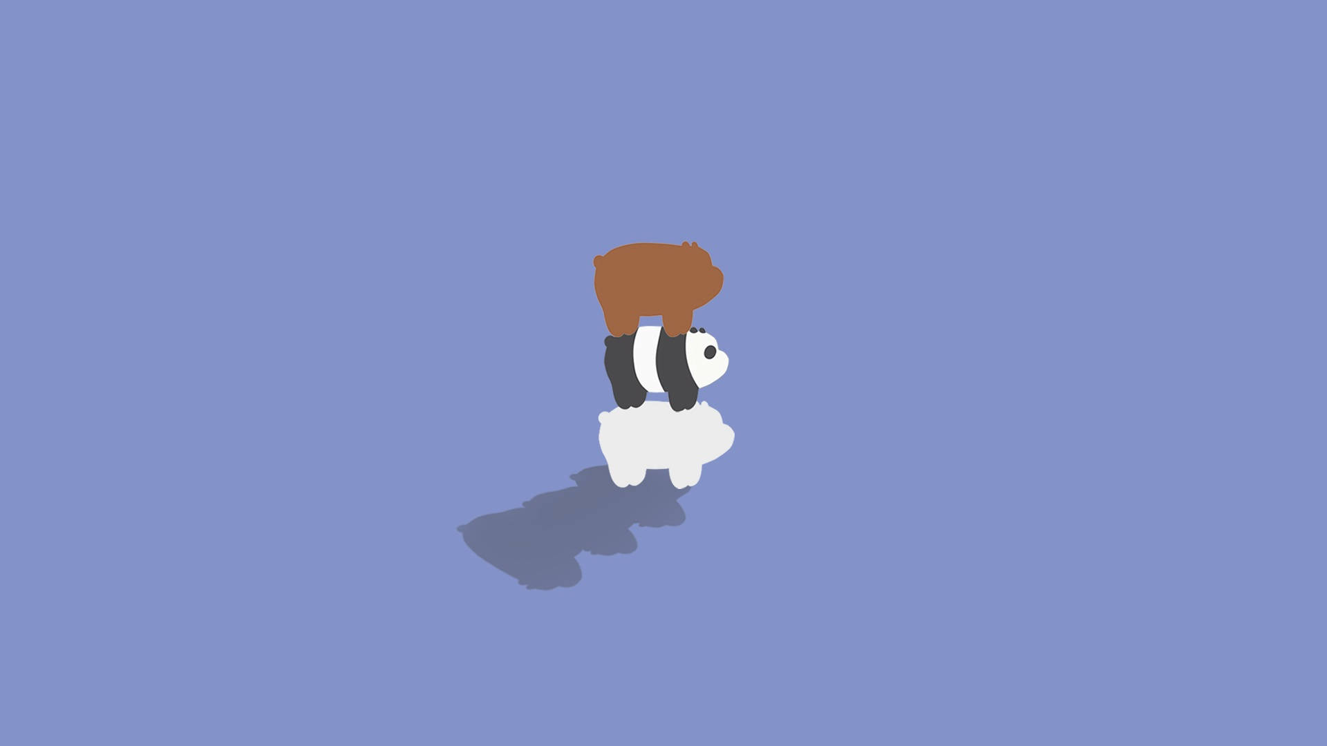 We Bare Bears 桌布 壁紙 — 一隻棕熊騎著一隻北極熊的極簡插圖，背景為純藍色。