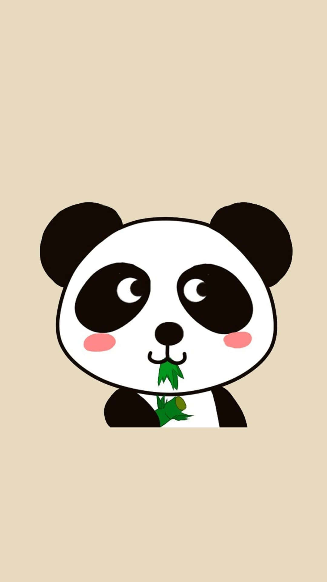 一隻熊貓手握一片葉子 壁紙