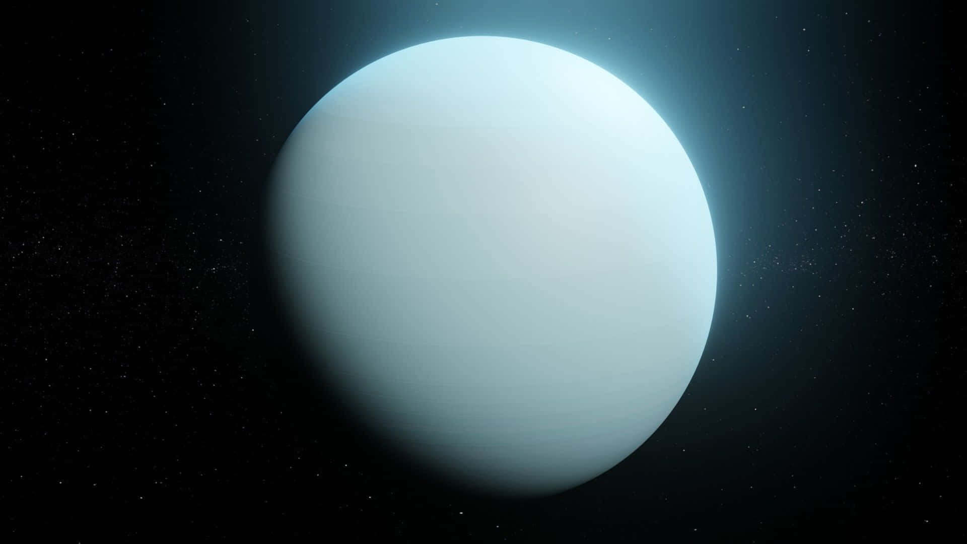 Uranus 桌布 壁紙 — 一顆寧靜的淡藍色行星在星羅棋布的黑色虛空中柔和發光。