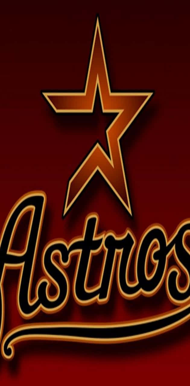 Astros 桌布 壁紙 — 一顆發光的金色星星和草書的Astros標誌在帶有微妙漸變的深紅色背景上閃耀。