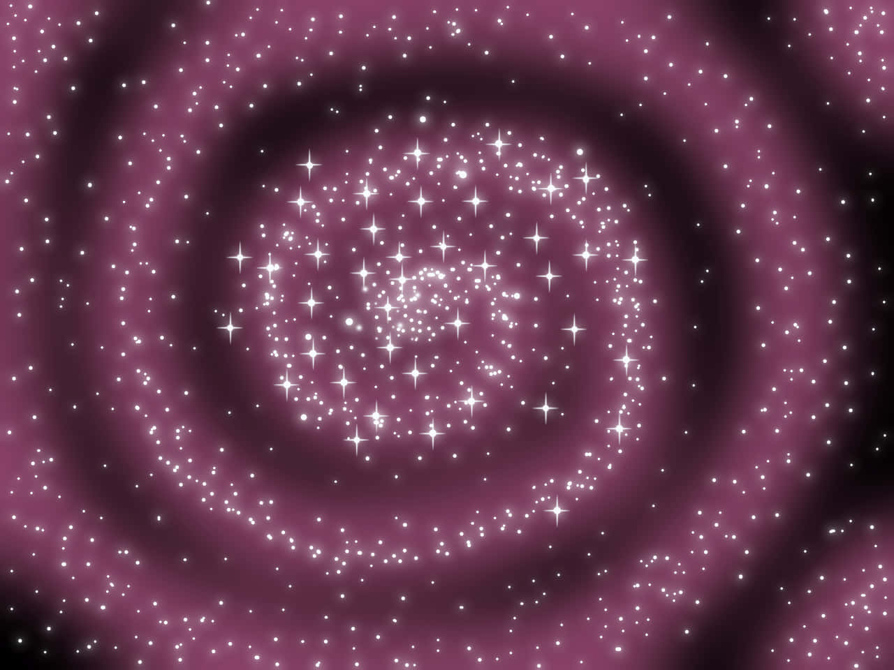 一個螺旋星系，明亮的恆星在紫色宇宙虛空中旋轉。