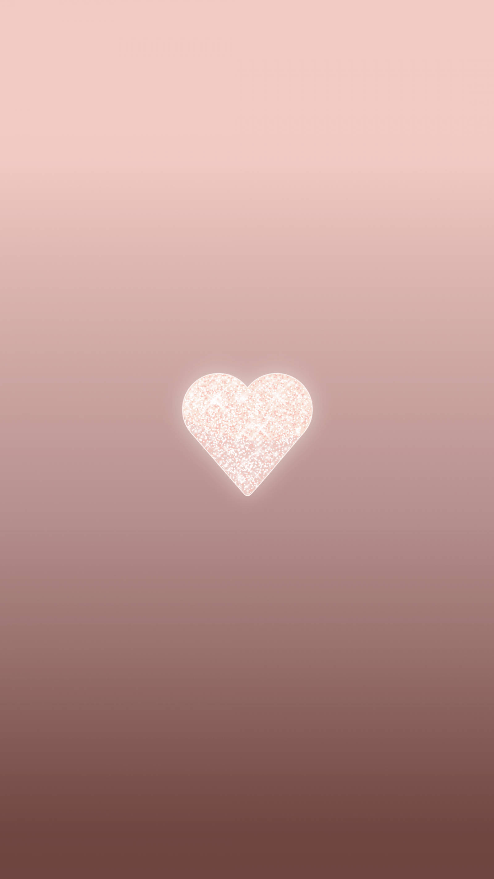 cute iPhone lock screen 桌布 壁紙 — 一顆閃閃發光的白色心形在粉紅到淡紫色的漸變背景上柔和地發光。