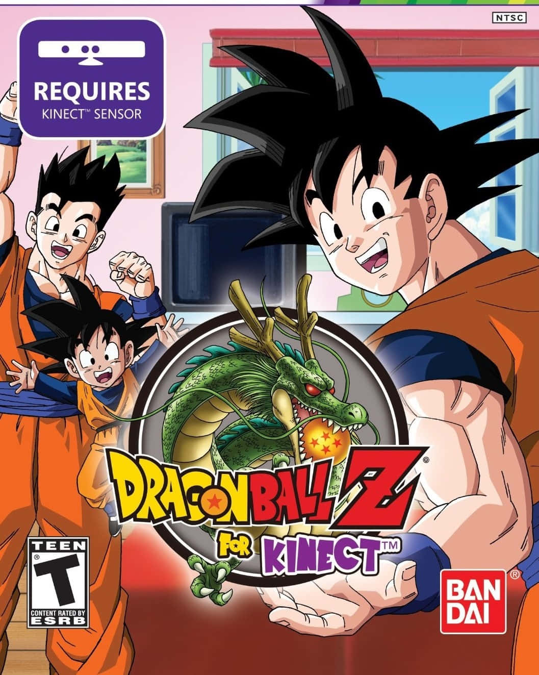 Dragon Ball Z Games 桌布 壁紙 — 三個動畫化的龍珠Z角色在色彩繽紛的遊戲封面中，圍繞著發光的龍珠愉快地擺姿勢。