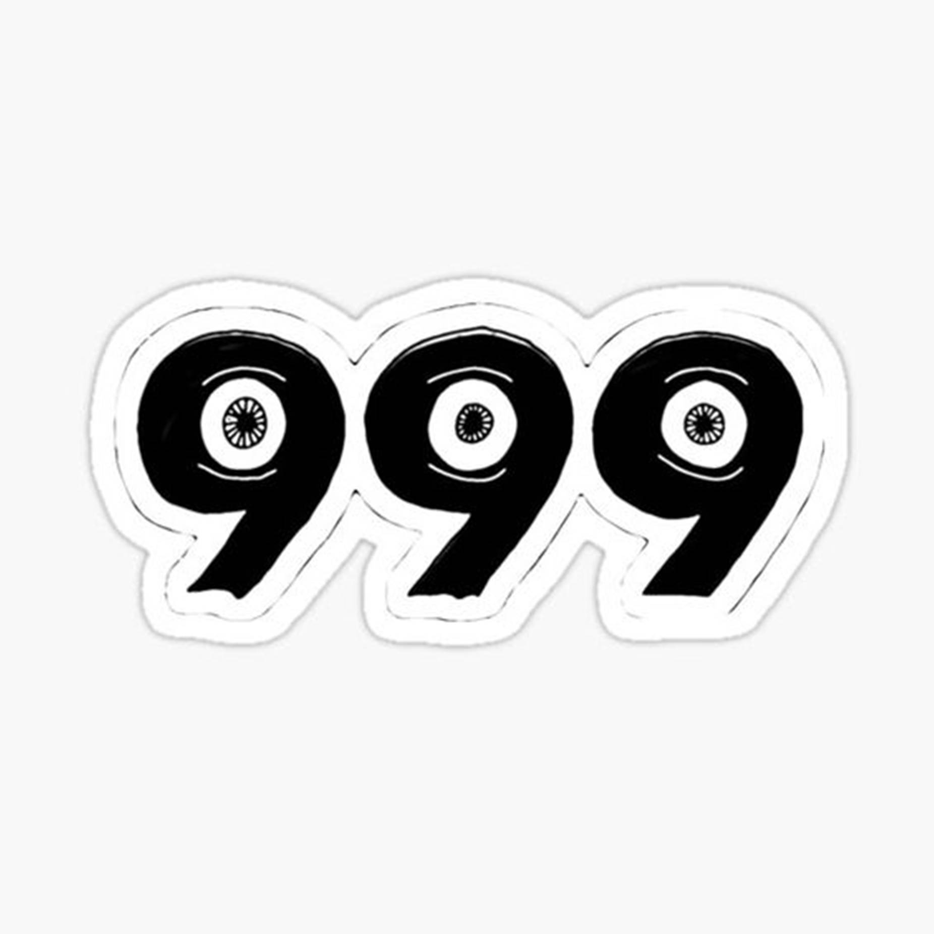 Logo 桌布 壁紙 — 三個風格化的黑色數字九，每個數字內有眼球，白色背景。