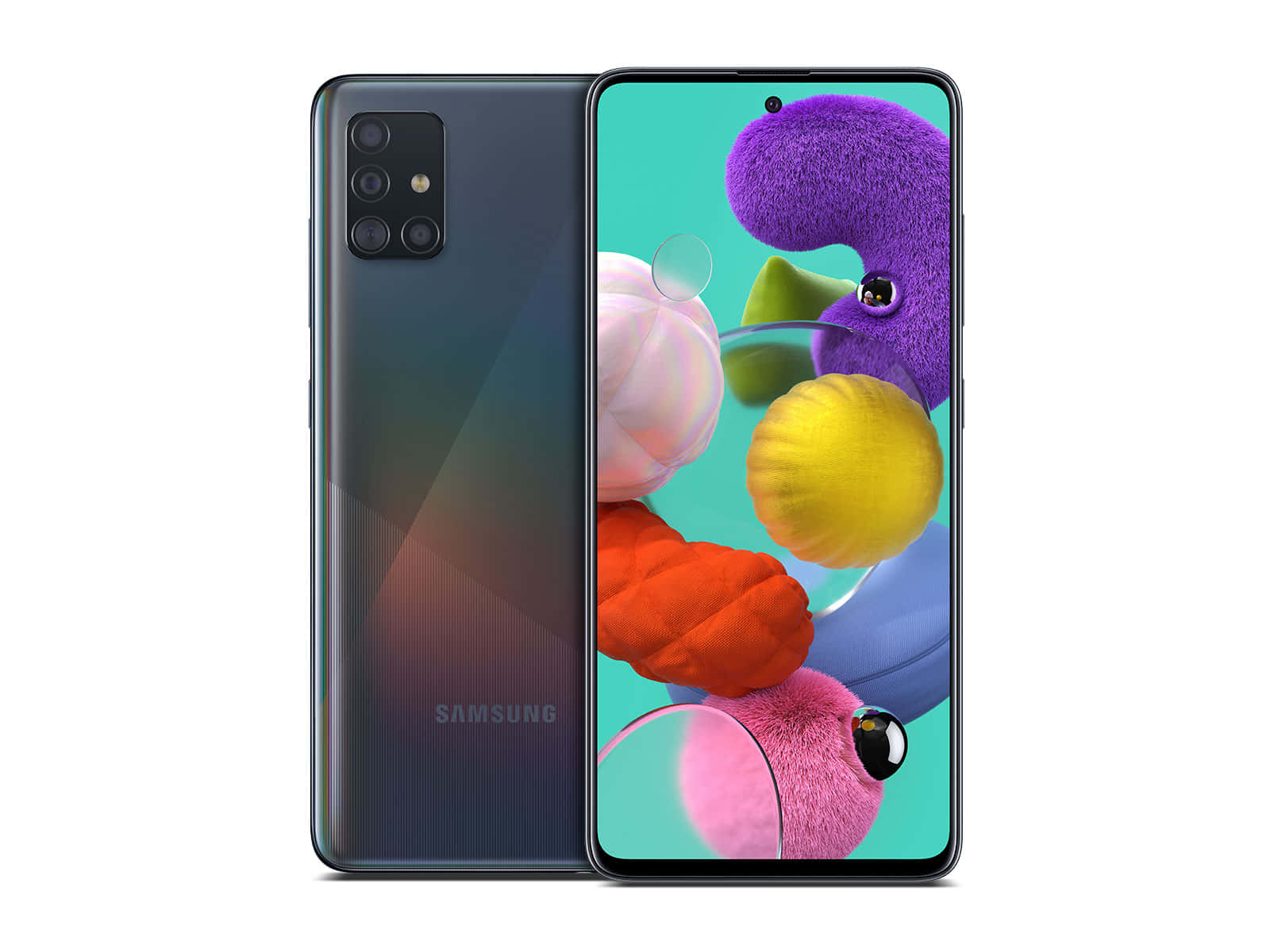 Samsung手機屏幕上顯示彩色模糊抽象壁紙。