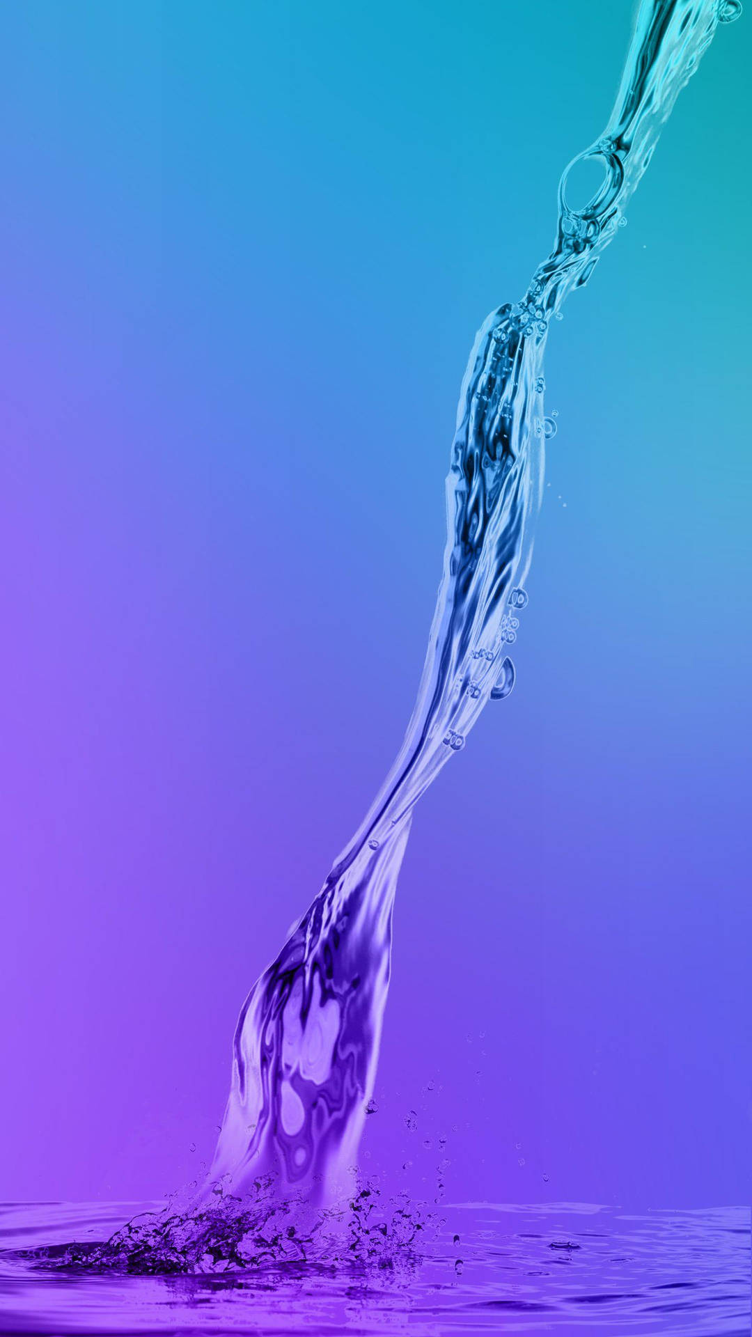 彎曲的水流在藍色和紫色漸變背景上向上飛濺。