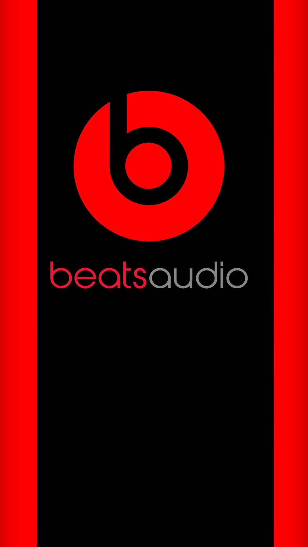 黑色背景上帶有紅色條紋的 Beats Audio 標誌
