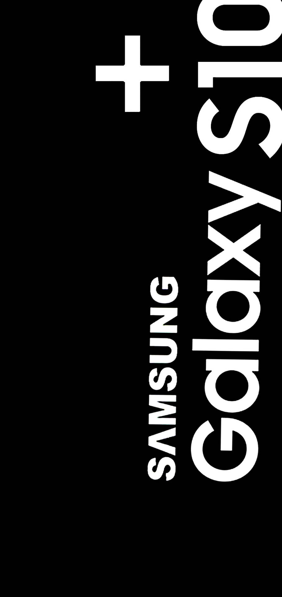 黑色背景上的白色 Samsung Galaxy S10 標誌