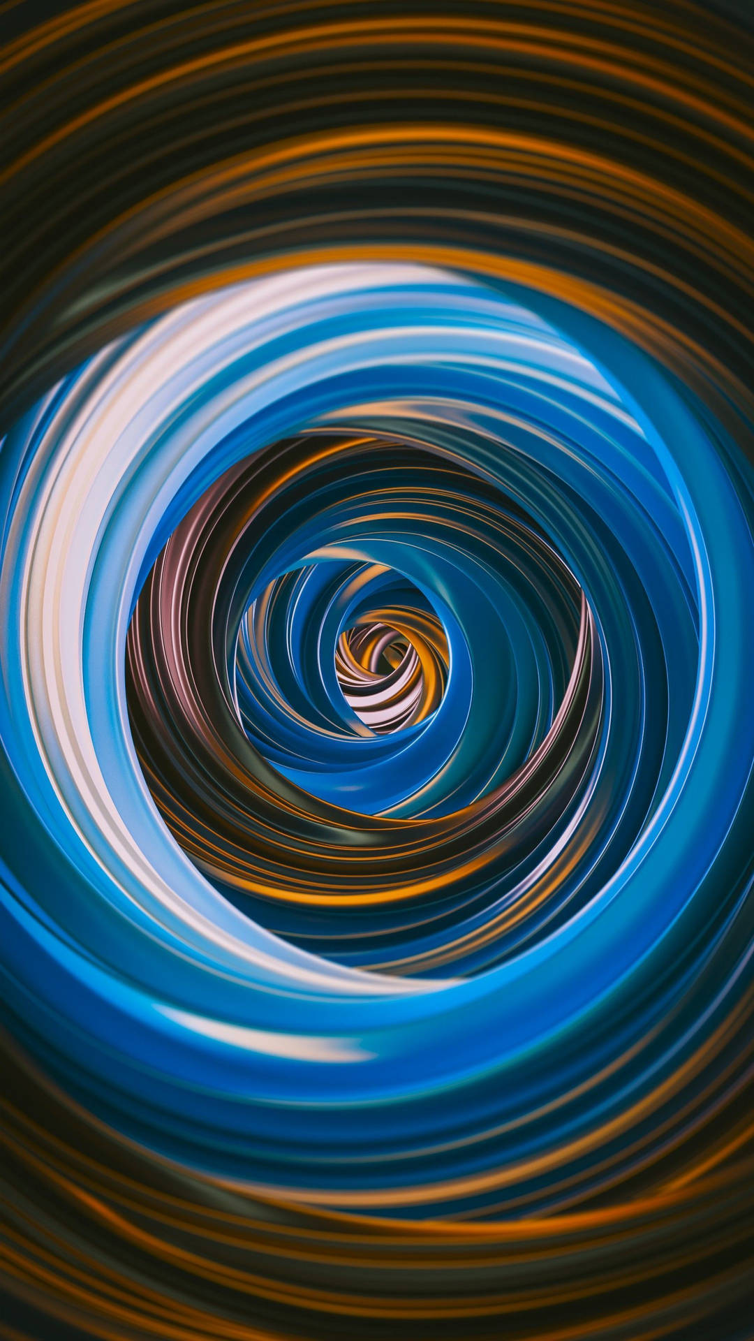 充滿活力的藍色和橙色螺旋漩渦隧道，帶有動態模糊效果。 — 三星 S21 Ultra 壁紙