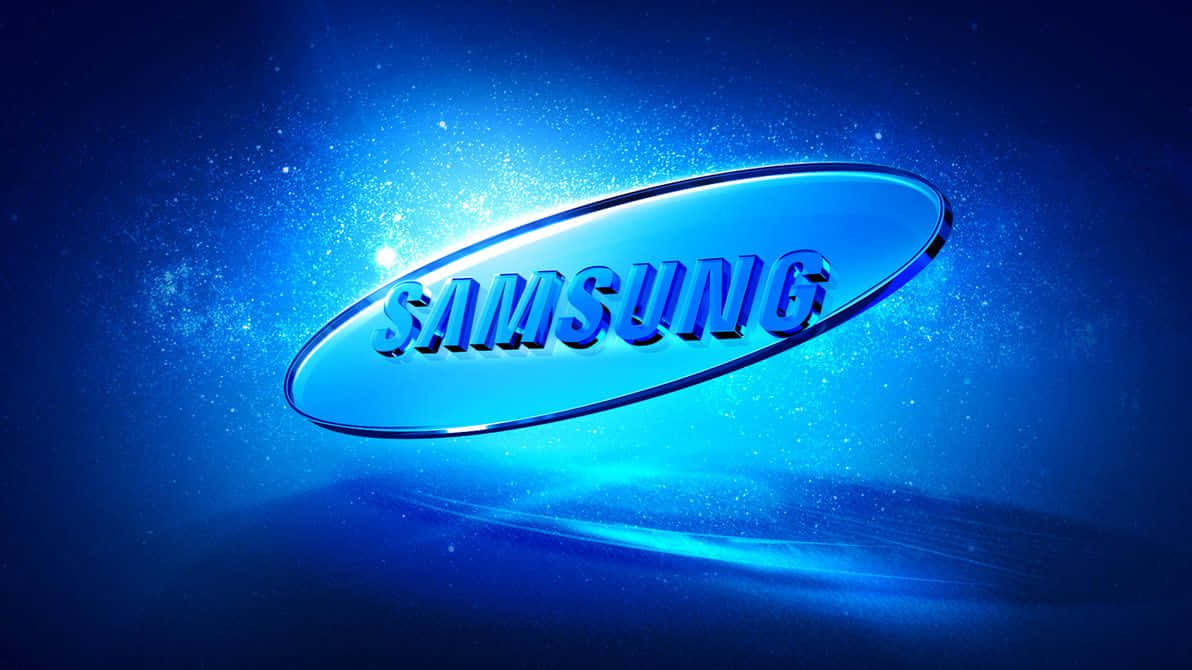 Samsung標誌在星光燦爛的數位空間中發出藍光。