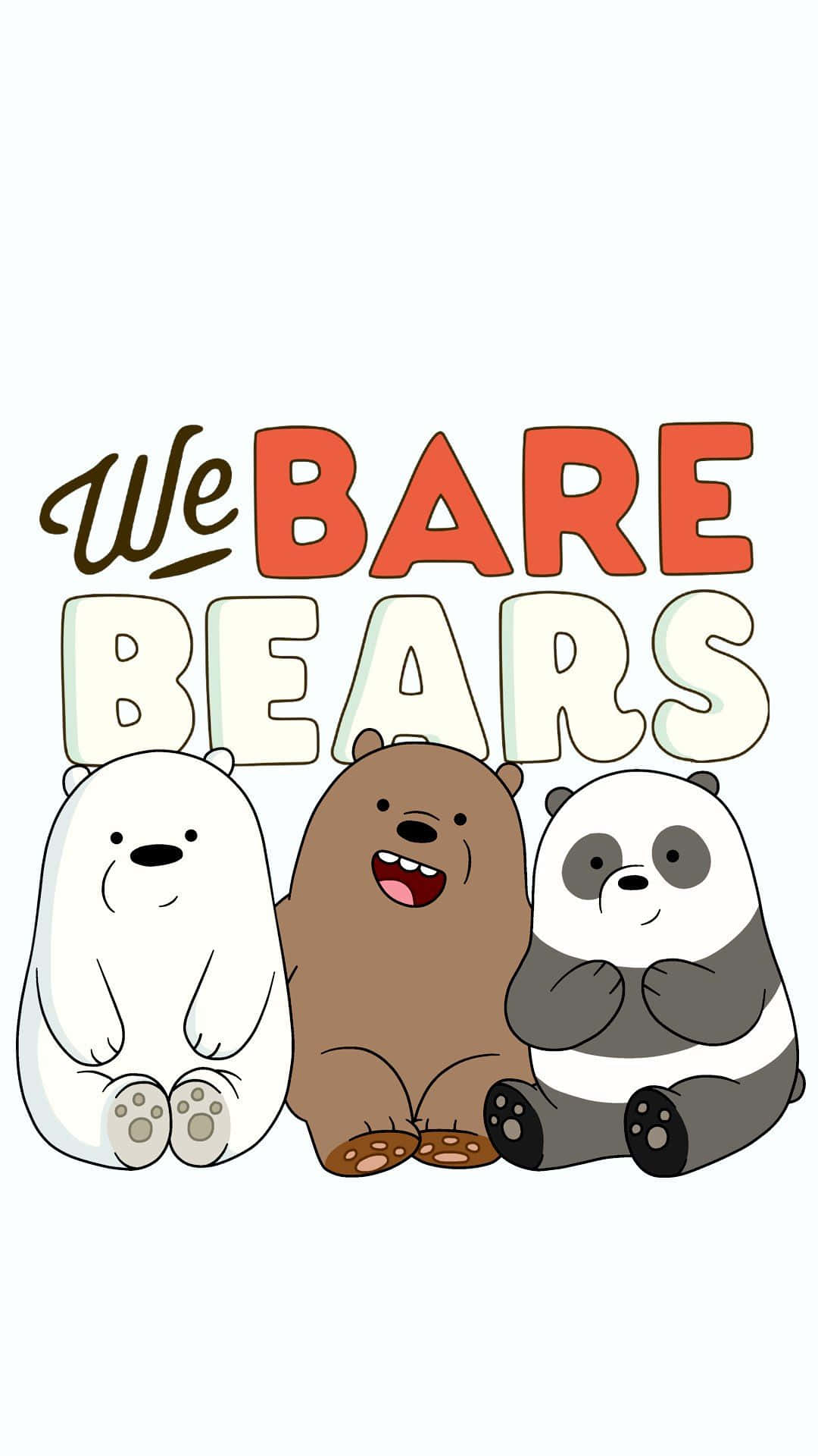 Kawaii Bear 桌布 壁紙 — 三隻卡通熊愉快地坐在粗體、色彩繽紛的「We Bare Bears」標題下方。