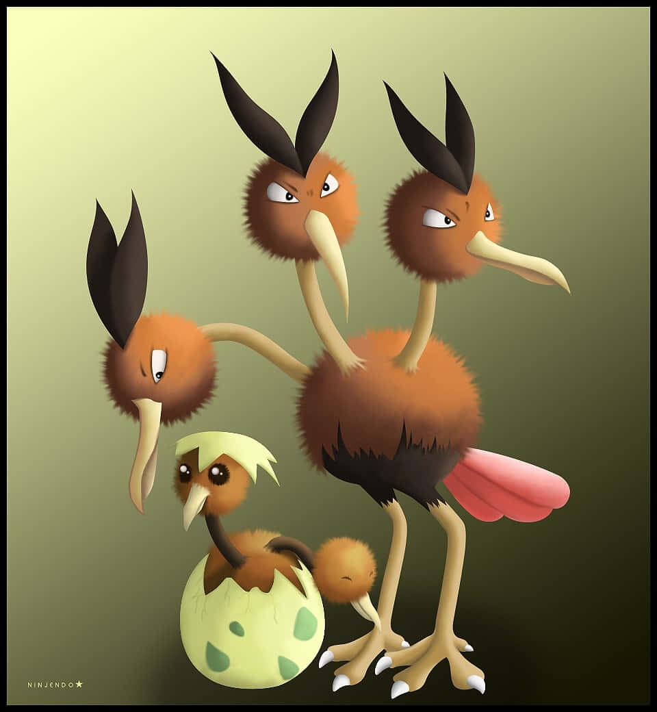 遊戲 桌布 壁紙 — 三隻卡通鳥類生物，表情憤怒，其中一隻正在從蛋中孵化，背景為漸變色。