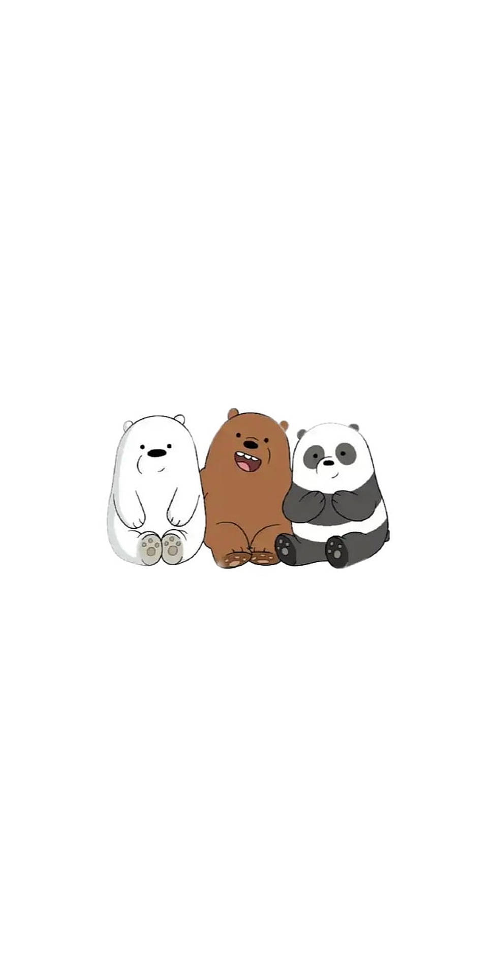 三隻卡通熊以極簡風格坐在一起。