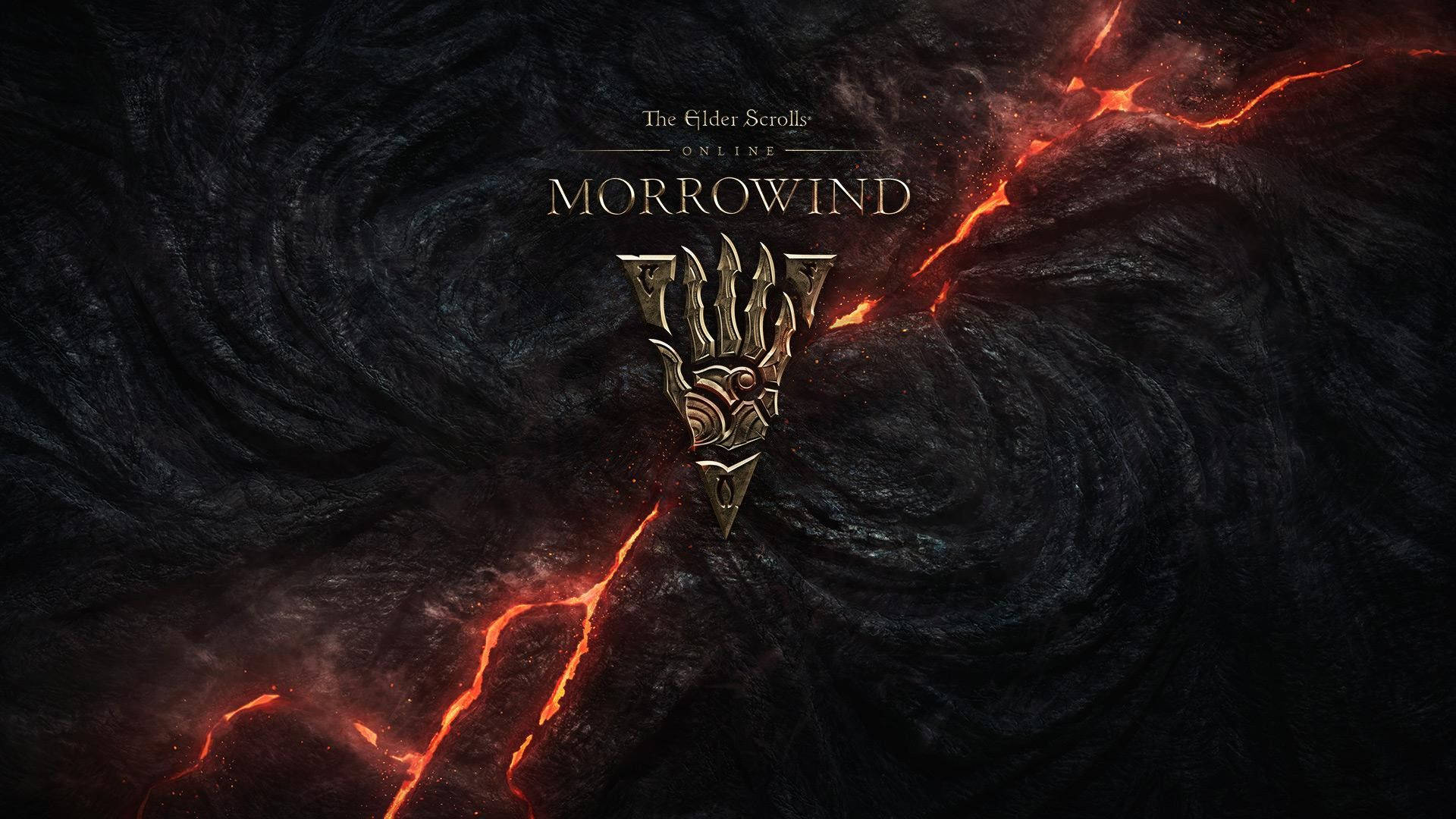 Morrowind 遊戲標誌，在黑暗漩渦背景上有發光的熔岩裂縫。
