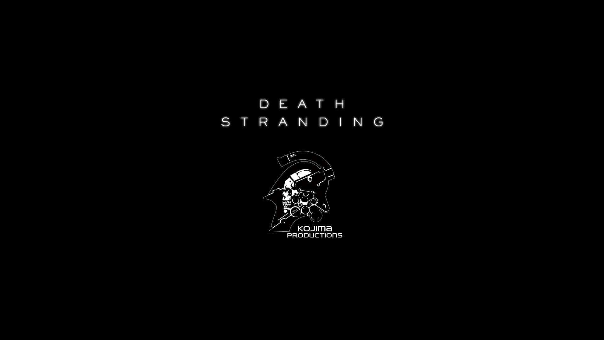 黑色背景上帶有骷髏標誌的 Death Stranding 遊戲標題標誌