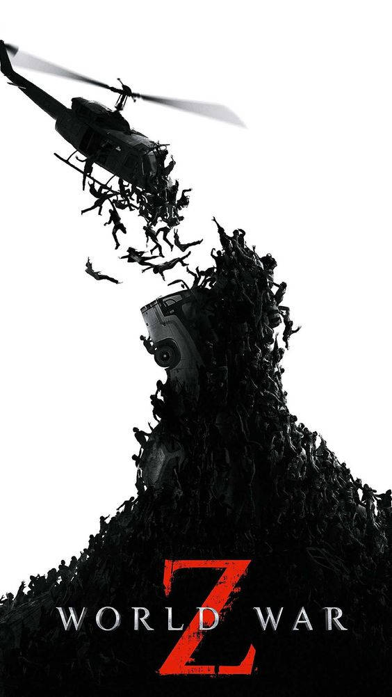 滿載殭屍的直升機飛越不死生物堆成的山。